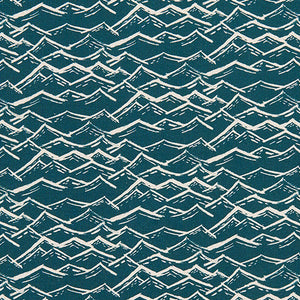 Waves Home Decor Fabric in Dark Petrol Blue for Curtains, Blinds, Upholstery in Cotton Linen ships from Canada to Usa