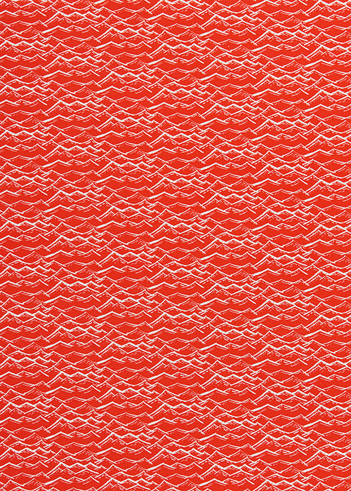 Waves Block Print Pattern Home Interior Decor Curtain, Blinds, Upholstery Fabric by meter or yard in cotton linen in Geranium Red ships from Canada USA