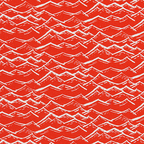 Waves Block Print Pattern Home Interior Decor Curtain, Blinds, Upholstery Fabric by meter or yard in cotton linen in Geranium Red ships from Canada USA