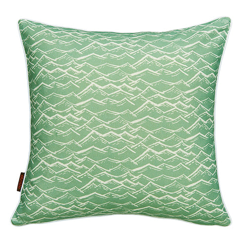 Waves pattern throw pillow in seafood green ships from Canada
