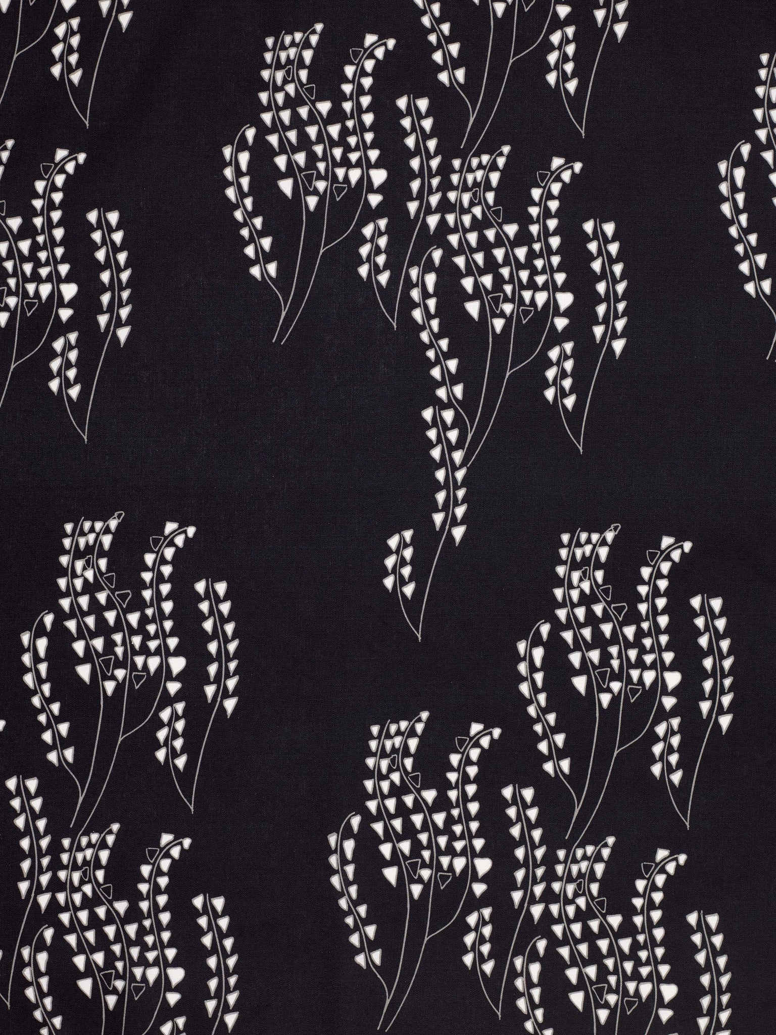Yuma graphic grass pattern floral cotton linen home decor interiors fabric by the yard or meter for curtains, blinds, upholstery in black and grey ships from Canada (USA)
