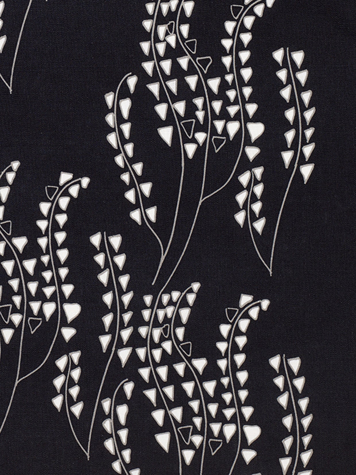 Yuma graphic grass pattern floral cotton linen home decor interiors fabric by the yard or meter for curtains, blinds, upholstery in black and grey ships from Canada (USA)