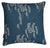 Yuma Graphic Grass Pattern Linen Cushion in Dark Petrol Blue and Grey